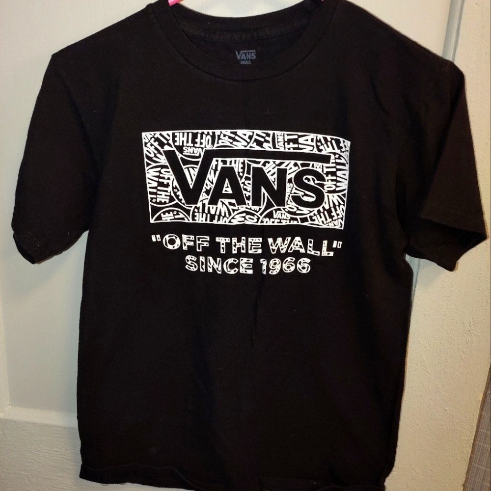 Vans Black Short Sleeve Tees with Graphic Prints